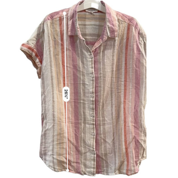 beachlunchlounge Linen Striped Button Down Shirt - Size M - Picture 5 of 8